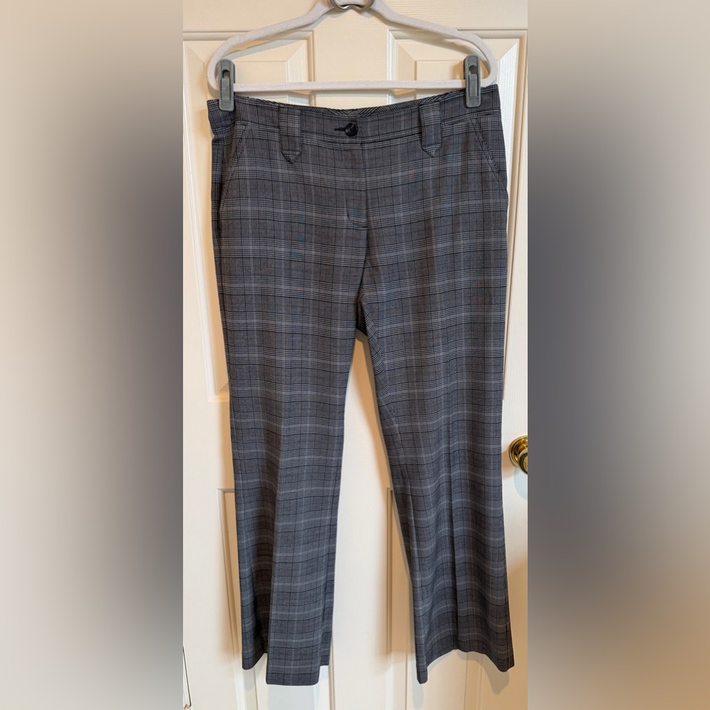 Cabi Gray Plaid Straight-Leg Mid Rise Dress Pants. Size 12. EUC vs NWOT.